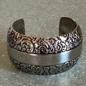 Embossed Silver cuff bracelet
